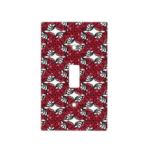 Art Nouveau Floral red and black rose vines design Light Switch Cover