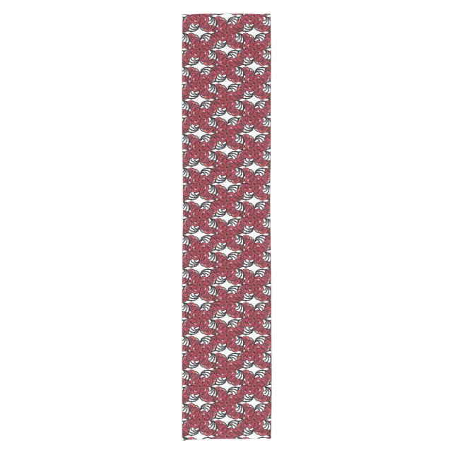 Art Nouveau Floral red and black rose vines design Short Table Runner (Front)