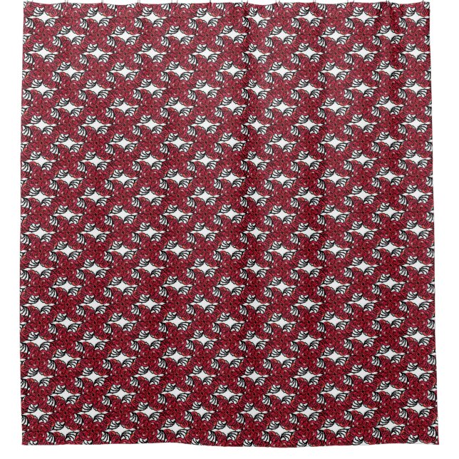 Art Nouveau Floral red and black rose vines design Shower Curtain (Front)