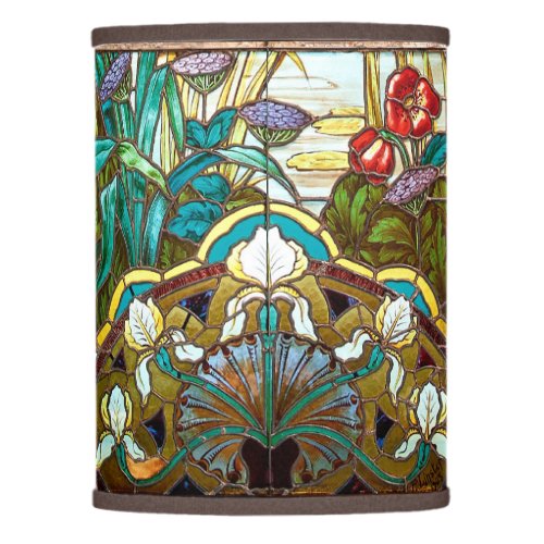 Art nouveau floral  stained glass look lamp shade