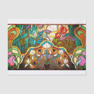 Art nouveau floral stained glass look window tissue paper