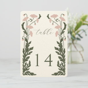 Art Nouveau Floral Table Number
