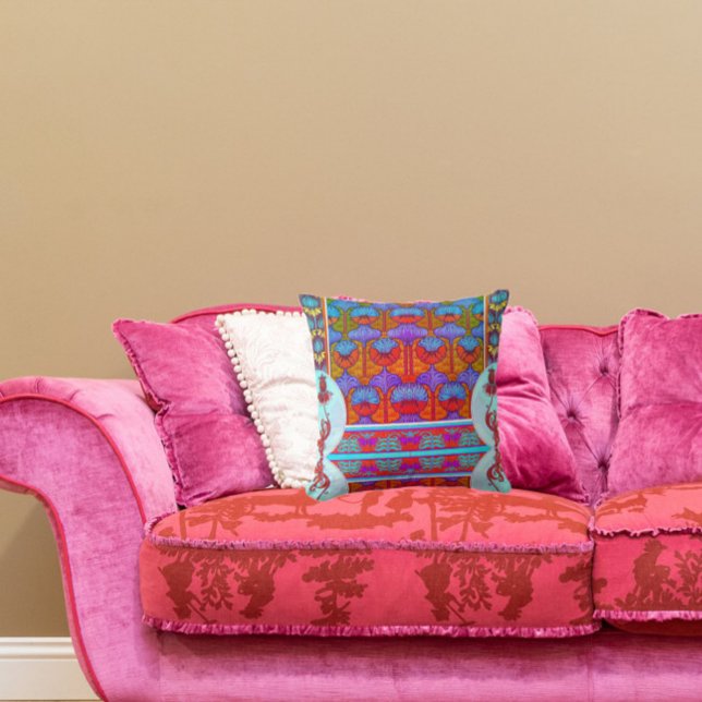 Art nouveau floral textile art pattern verneuil  throw pillow (Creator Uploaded)