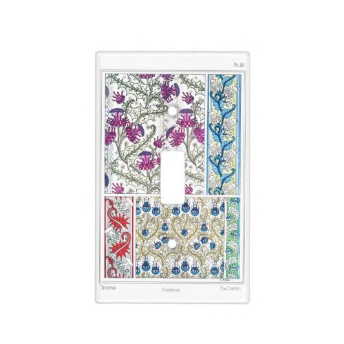 Art nouveau floral thistle flower textile art light switch cover