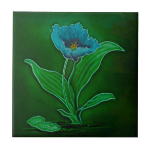 Art Nouveau Floral Tubelined Repro Richards Ceramic Tile