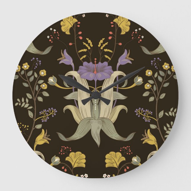 Art Nouveau Floral: Vintage Pattern Large Clock (Front)