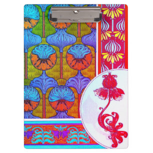 Art nouveau floral vintage pink blue verneuil clipboard