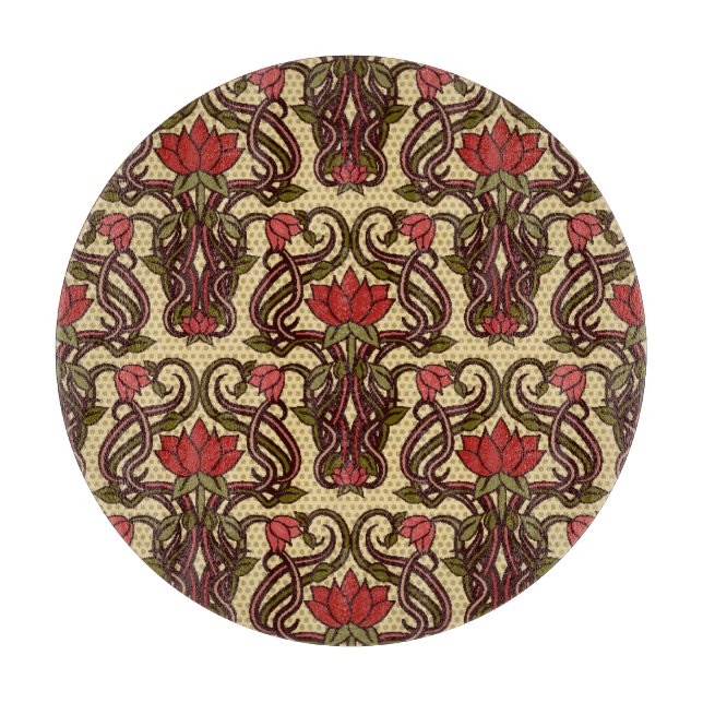 Art Nouveau floral wallpaper. Cutting Board (Front)