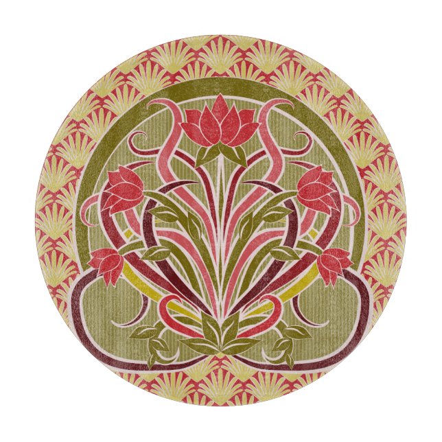 Art Nouveau floral wallpaper. Cutting Board (Front)