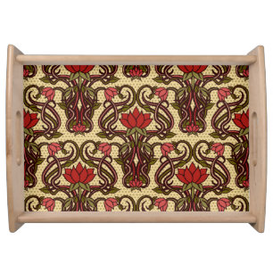 Art Nouveau floral wallpaper. Serving Tray