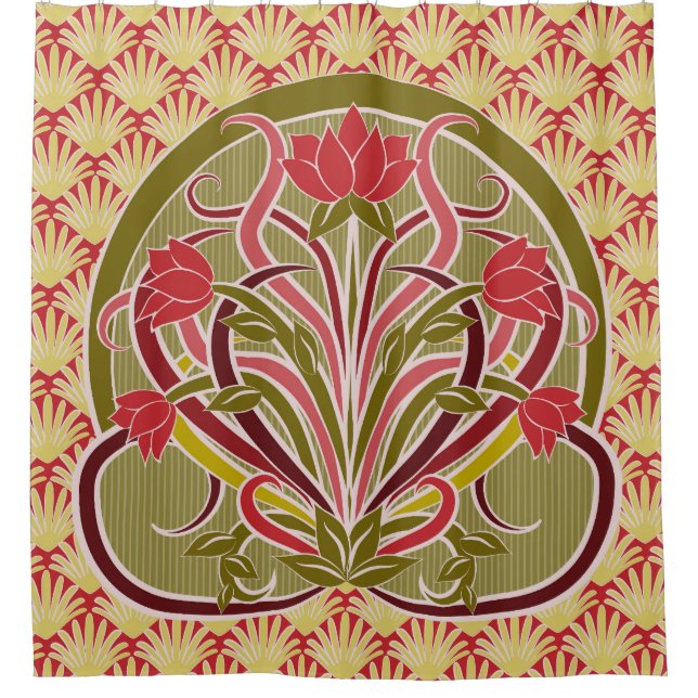 Art Nouveau floral wallpaper. Shower Curtain (Front)