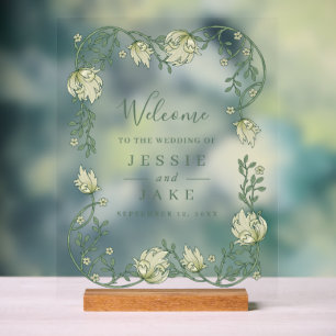 Art nouveau floral wedding acrylic sign