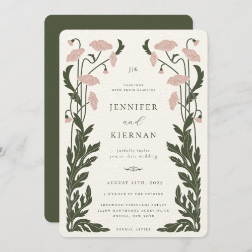Art Nouveau Floral Wedding Invitation