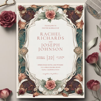 Art Nouveau Floral Wedding Invitation by Trifecta_Designs at Zazzle