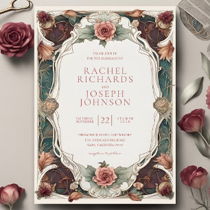 Art Nouveau Floral Wedding Invitation