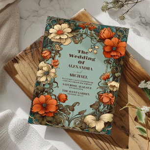 Art Nouveau Floral Wedding Invitation