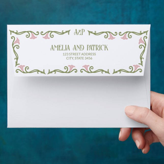 Art Nouveau Floral Wedding Off White  Envelope (Hand)