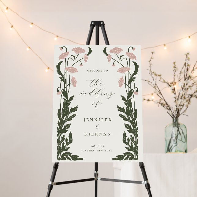 Art Nouveau Floral Wedding Welcome Foam Board (In Situ (Stand))