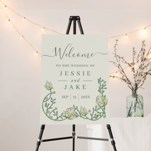 Art nouveau floral wedding welcome sign