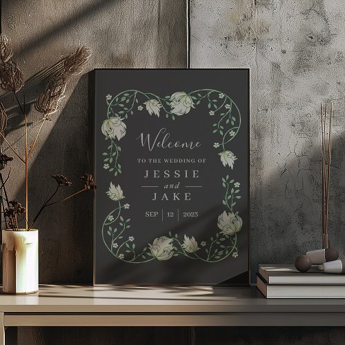 Art nouveau floral wedding welcome sign