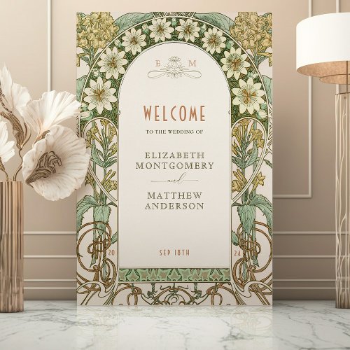 Art Nouveau Floral Welcome Wedding Sign