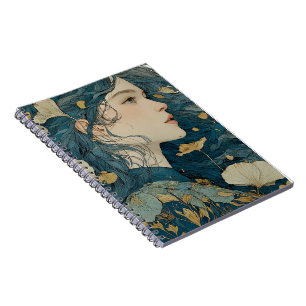 Art Nouveau Floral Woman Spiral Notebook
