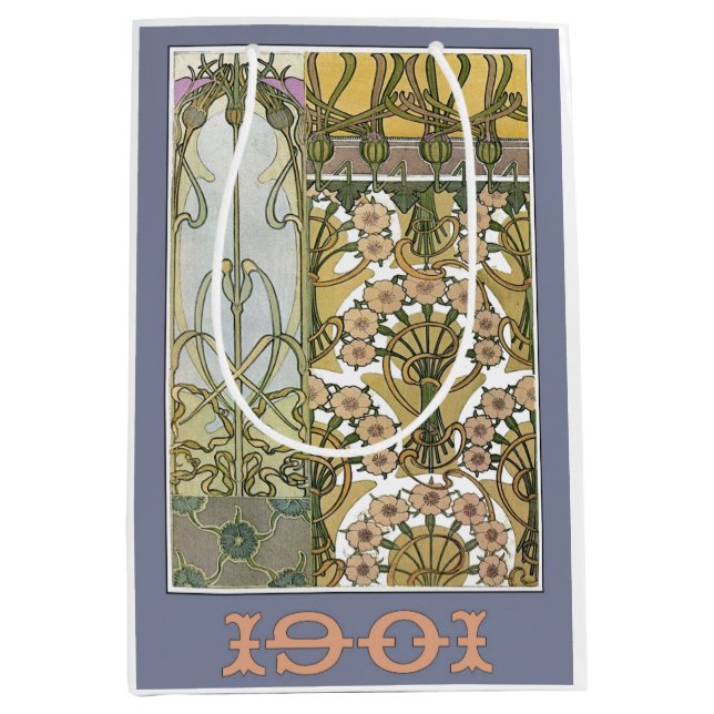 Art nouveau flower alphonse mucha art 1901 medium gift bag (Front)