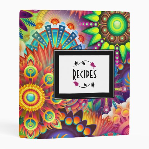 Art Nouveau Flower And Wheels Abstract Recipe Mini Binder