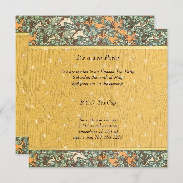 Art Nouveau Flower Botanical  Dinner Invitations (Front/Back)