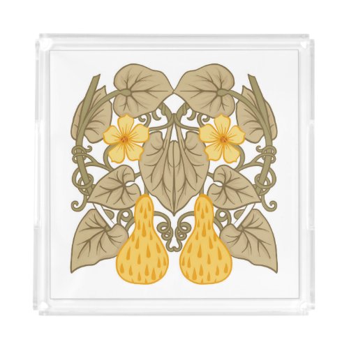 Art Nouveau Flower Composition Elements Acrylic Tray