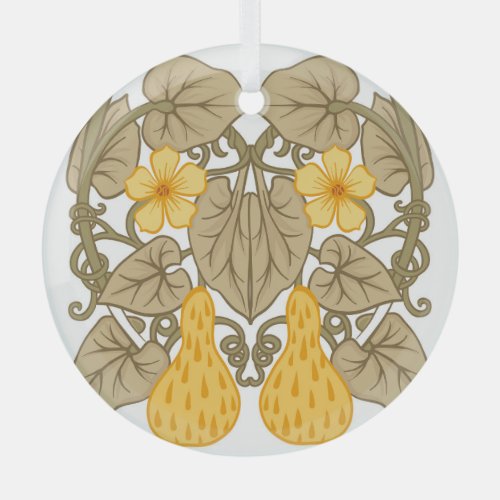 Art Nouveau Flower Composition Elements Glass Ornament