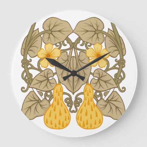 Art Nouveau Flower Composition Elements Large Clock