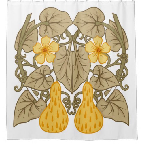 Art Nouveau Flower Composition Elements Shower Curtain