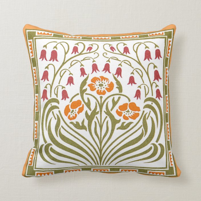 Art Nouveau Flower Design Pillow