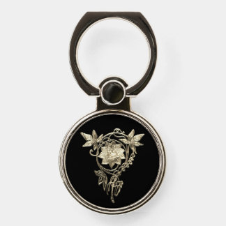 Art nouveau flower jewel gold black elegant  phone ring stand