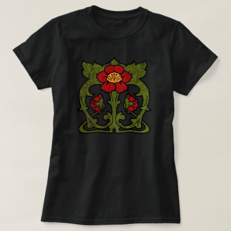 Art Nouveau Flower Motif T-shirt