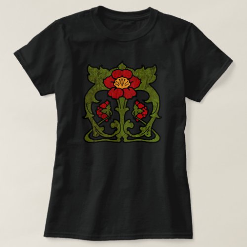 Art Nouveau Flower Motif T_Shirt