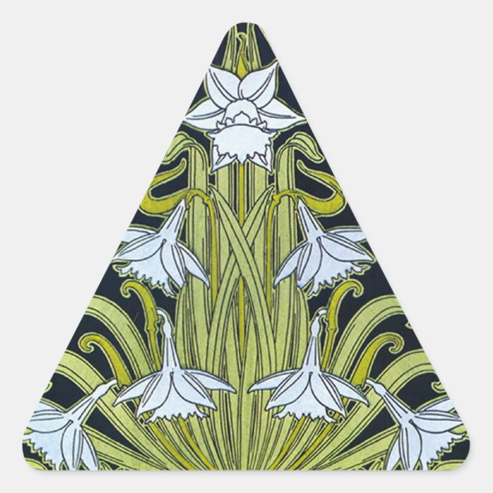 Art  Nouveau Flower Triangle Triangle Stickers