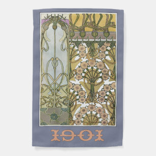 Art nouveau flowers  alphonse mucha floral art   garden flag