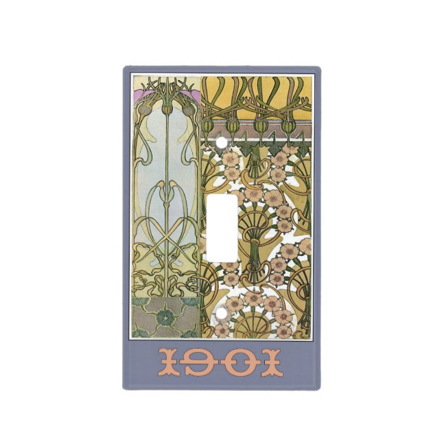 Art nouveau flowers  alphonse mucha floral art light switch cover (Front)