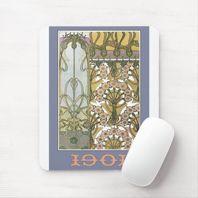 Art nouveau flowers  alphonse mucha floral art mouse pad (With Mouse)