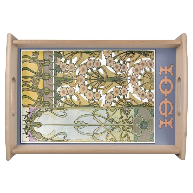 Art nouveau flowers  alphonse mucha floral art  serving tray (Front)