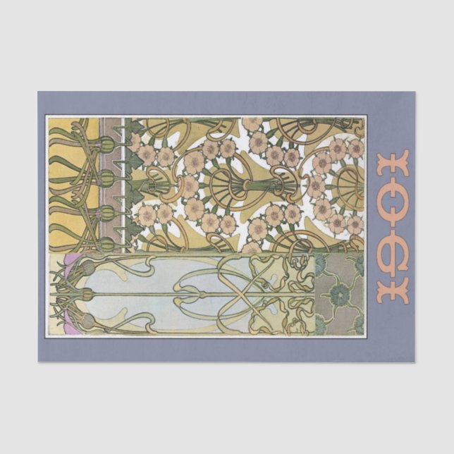 Art nouveau flowers  alphonse mucha floral art tissue paper (Front)