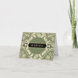 Art Nouveau Flowers Floral Border Fully Editable Thank You Card