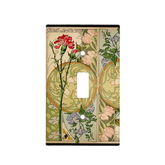 Art Nouveau Flowers Floral Light Switch Cover (Front)