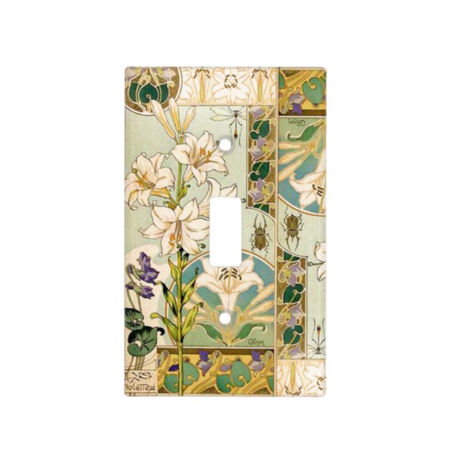 Art Nouveau Flowers Floral Light Switch Cover (Front)