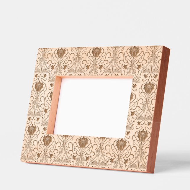 Art Nouveau flowers white  Engraved Frames (Left)