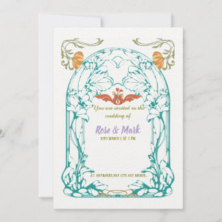 Art nouveau foliage wedding invitation