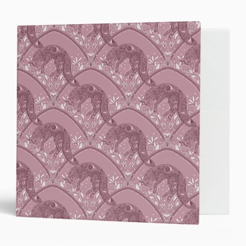 Art Nouveau Fox Damask Woodland Pattern in Pink 3 Ring Binder