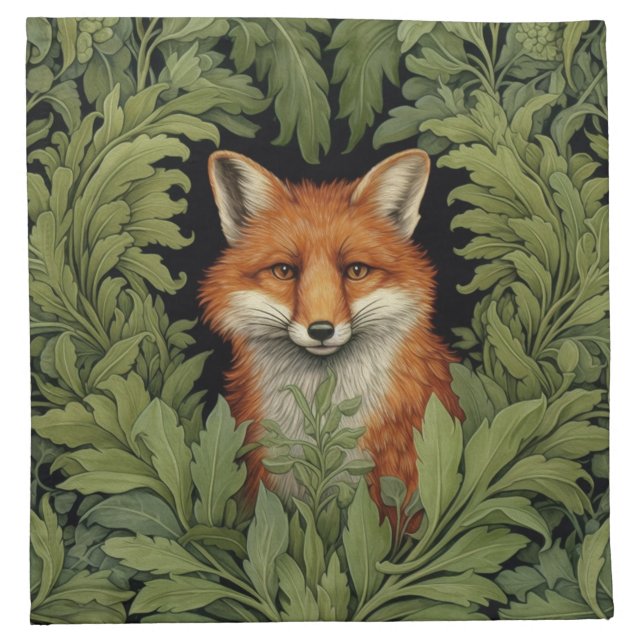 Art nouveau fox in the forest cloth napkin (Front)